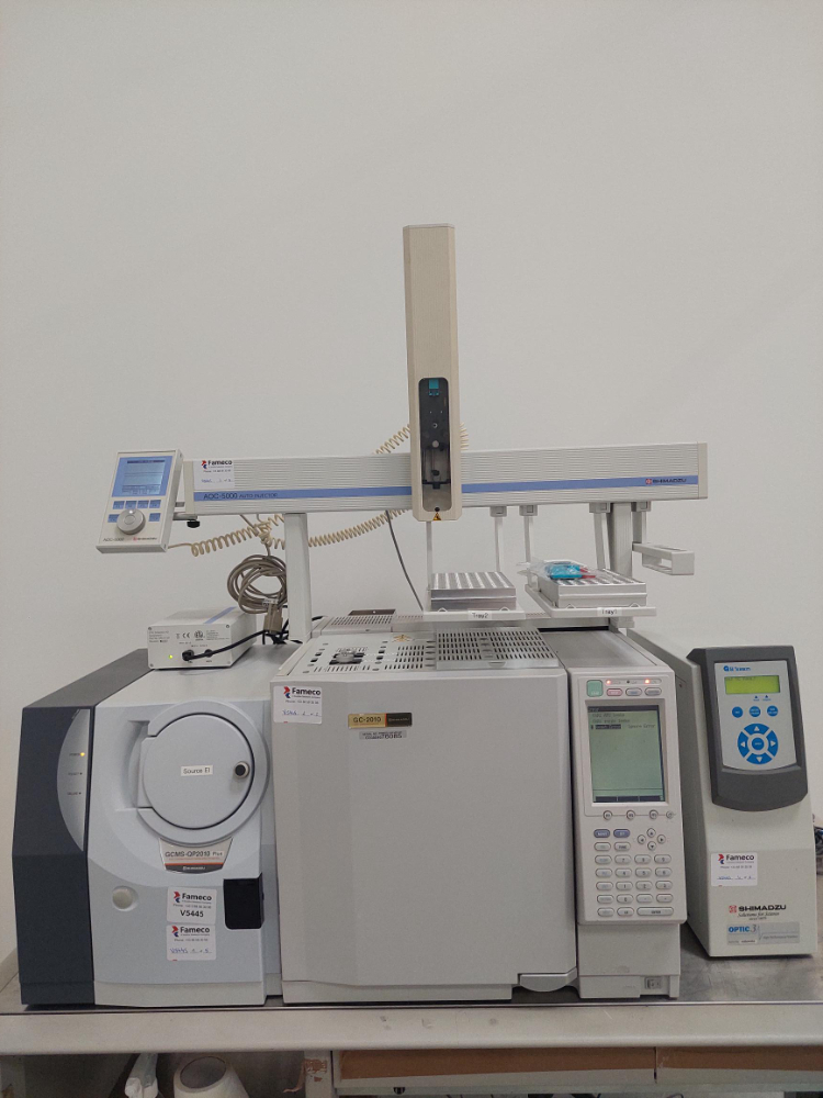 Image of Shimadzu GCMS-QP2010 Plus with GC-2010 AOC5000 Sampler and roughing pump
